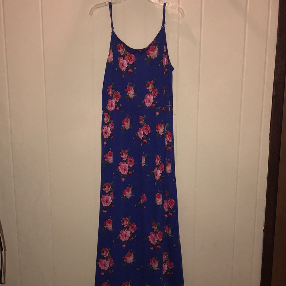 Maxi dress with blue and pink floral 2x